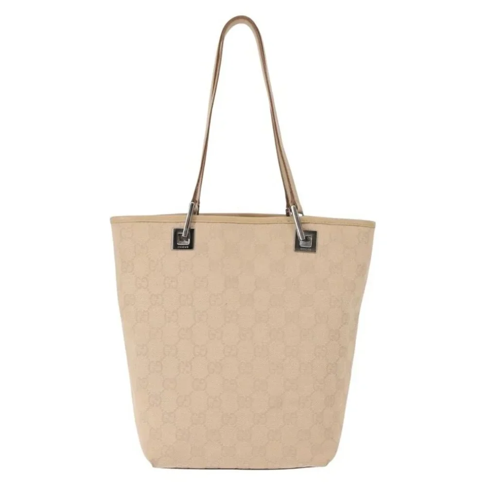 GUCCI GG Canvas Tote Bag Beige Silver 31244 Auth - Picture 3 of 16